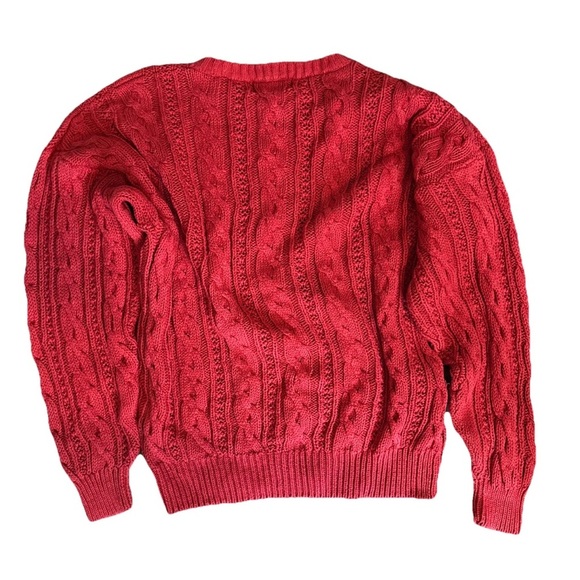 Vintage American Eagle Sweater Women Extra Large Red Cable Knit Pullover - Picture 5 of 8